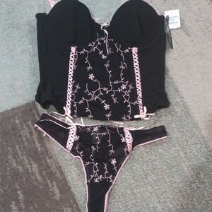 Native Intimates Black and Pink Chemise Set